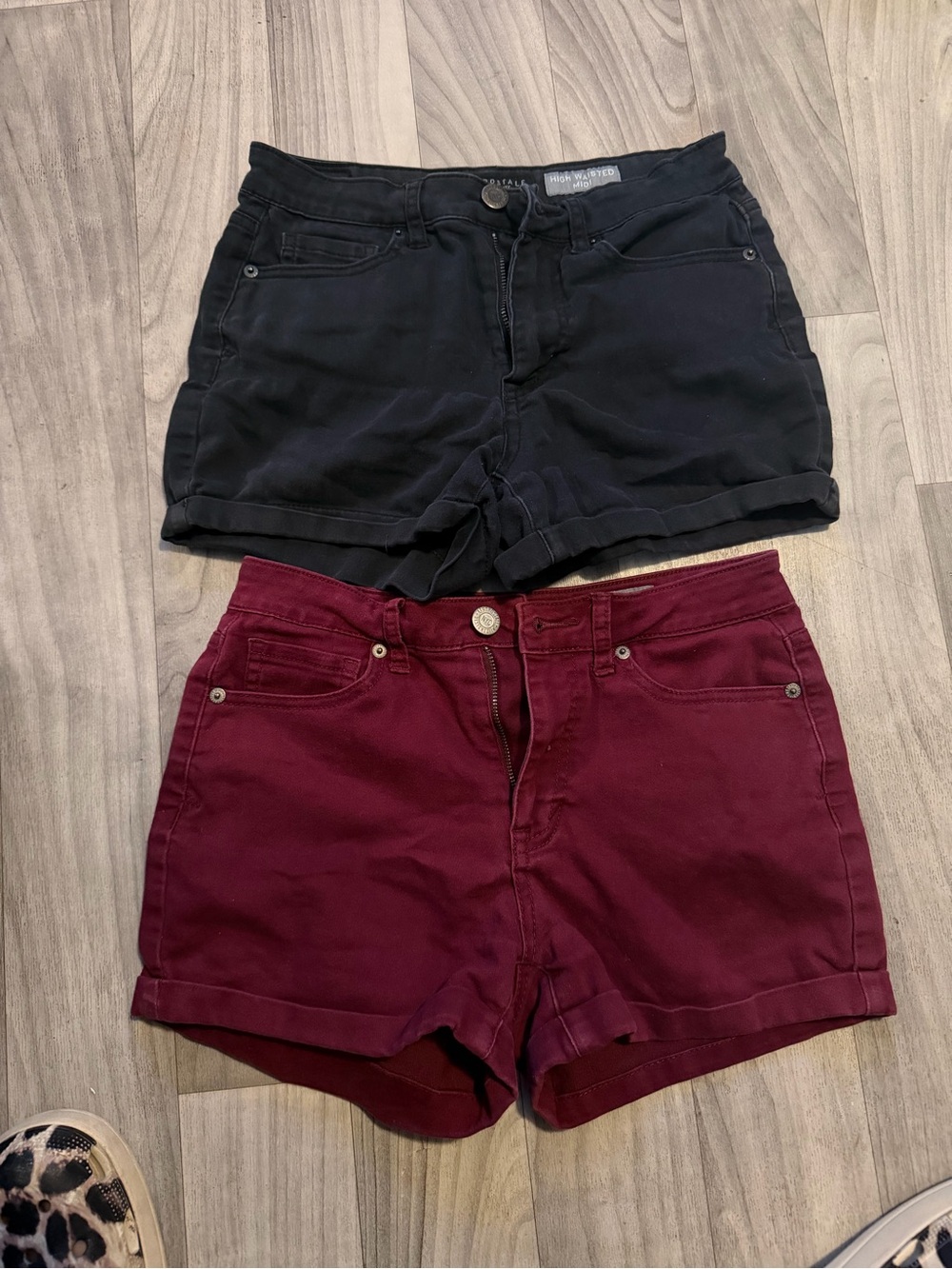 Aeropostale High Waist Shorts - Black and Burgundy Duo